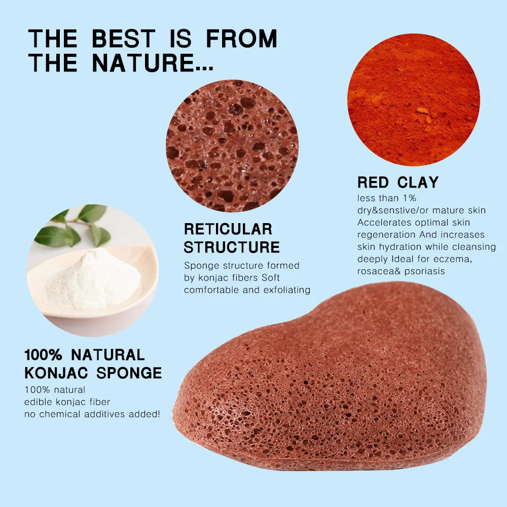 Heart Shape Konjac Sponge Cosmetic Puff Face Cleaning Natural Facial Cleanser Tool Wash Flutter 1pcs PD |