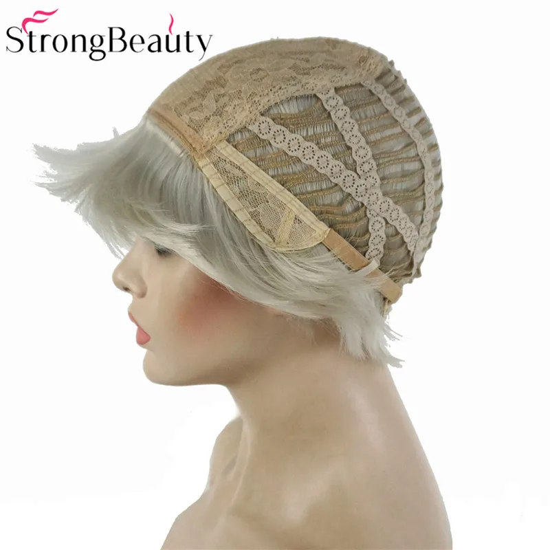 StrongBeauty синтетический белый серый короткий парик Боб волосы термостойкие