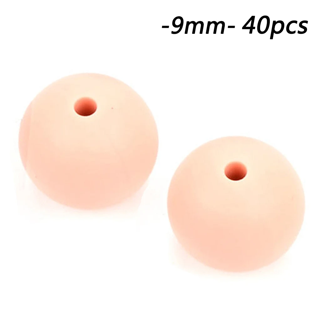 peachy 9 мм круглые силиконовые бусы BPA 40 шт. соска зажим цепи аксессуары уход за ребенком прорезывание зубов игрушки для малышей ожерелье DIY - Цвет: peachy