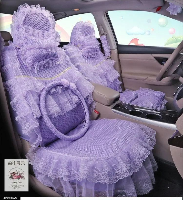 Милые розовые автомобильные аксессуары чехлы для сидений Decoracion Para Coches Asientos четыре сезона набор крышек автомобиля роскошные аксессуары