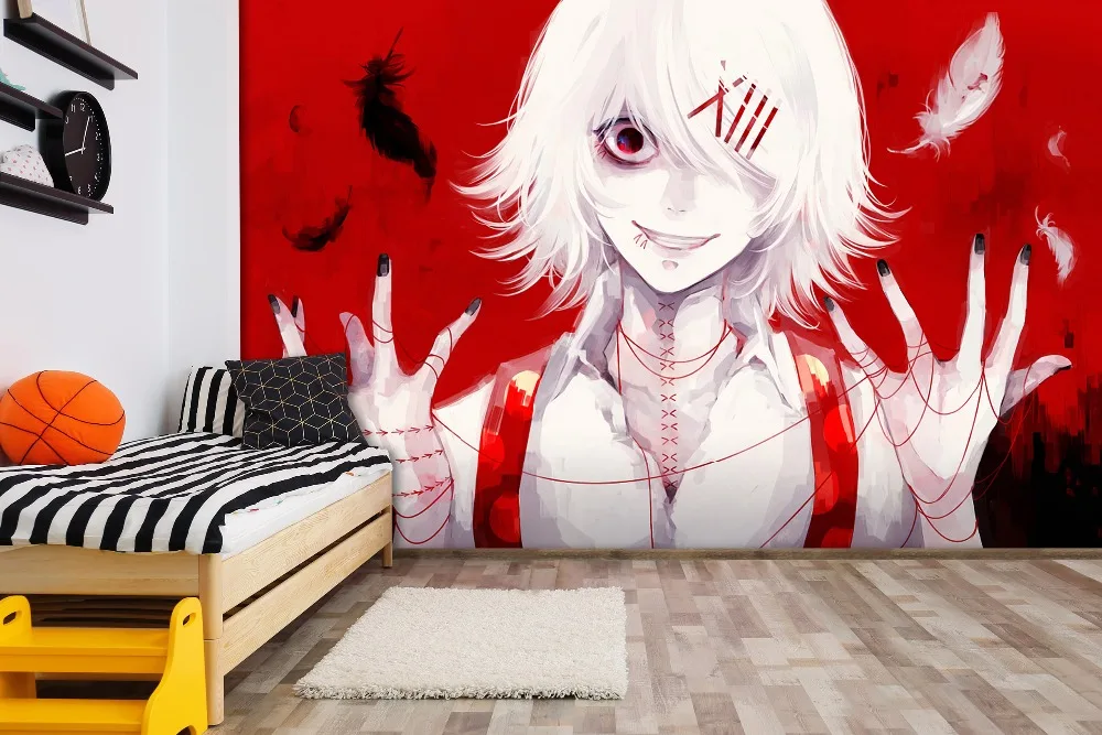 

[Self-Adhesive] 3D Tokyo Ghoul Line Doll 444 Japan Anime Wall Paper mural Wall Print Decal Wall Murals