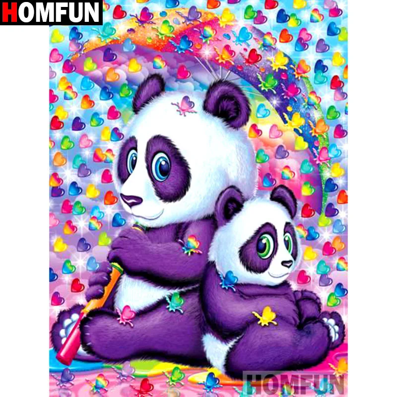 Алмазная живопись HOMFUN панда картина из квадратных/круглых страз сделай сам