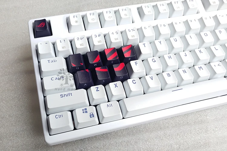 8 шт./компл. утолщенной PBT сублимированный краситель ROG ключ Шапки белая освещенная контржурным светом механическая клавиатура Шапки OEM профиль ESC qwerasd с keycap Съемник