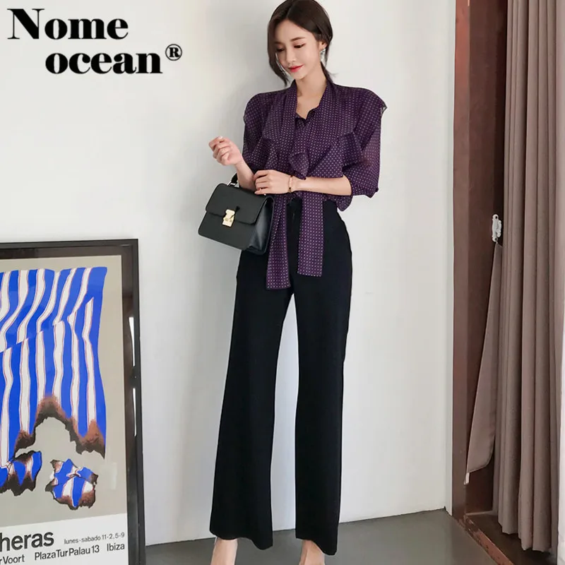 (Только брюки) элегантный костюм Брюки Button up талия широкие брюки нога 2018 осень Для