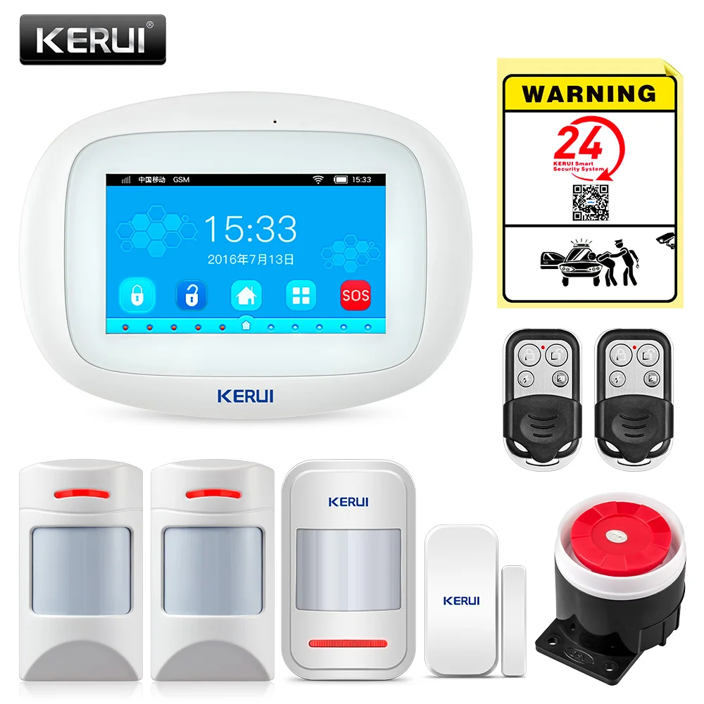 KERUI K52 Wifi GSM сигнализация s охранная Домашняя GSM 4,3 дюймов TFT цветная Беспроводная система охранной сигнализации приложение управление Alarma Casa - Цвет: KIT1