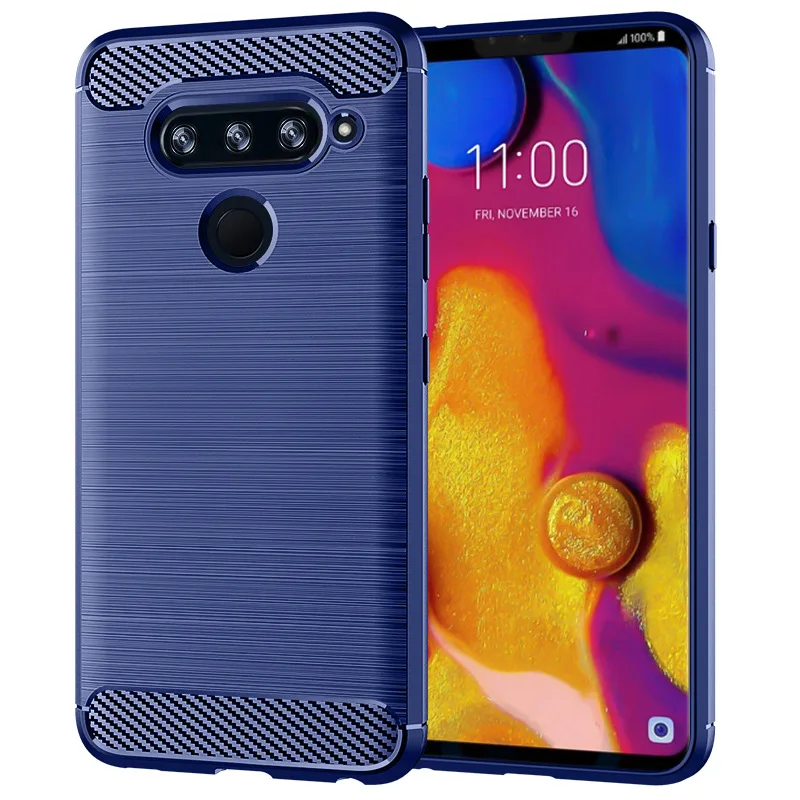 Для LG V40 Thin Q V30S V35 V30 Plus Мягкая силиконовая прочная Противоударная защитная задняя