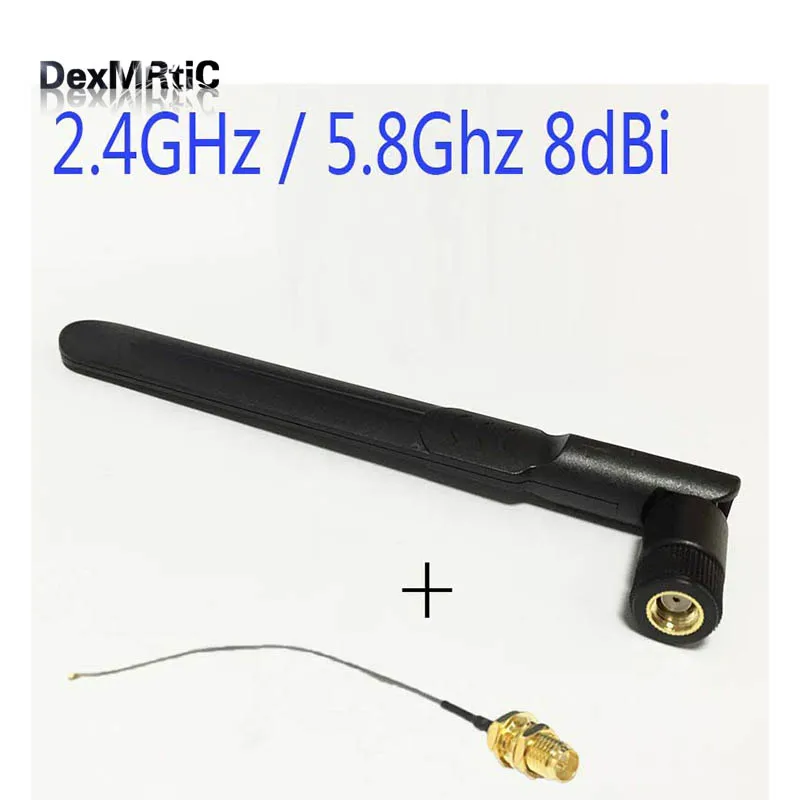 2 4 ГГц/5 8 ГГц 8dBi Omni WIFI антенна двухдиапазонная с RP SMA разъемом + RF IPX/u. fl