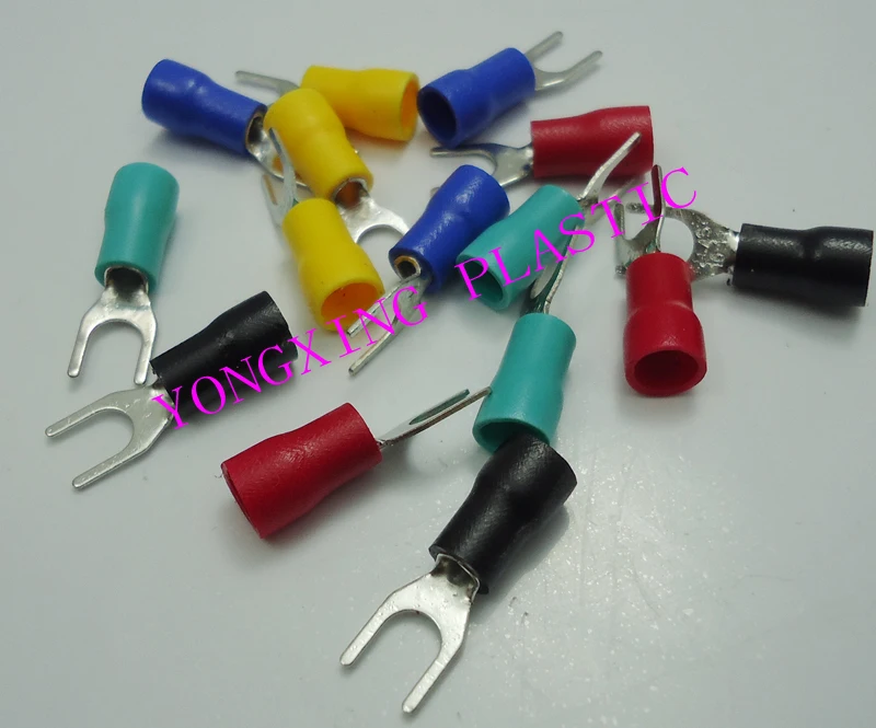 

250pcs/lot SV1.25-3 insulated terminal block 22-18AWG 0.5-1.5mm2 cable red yellow blue green black five color mixed