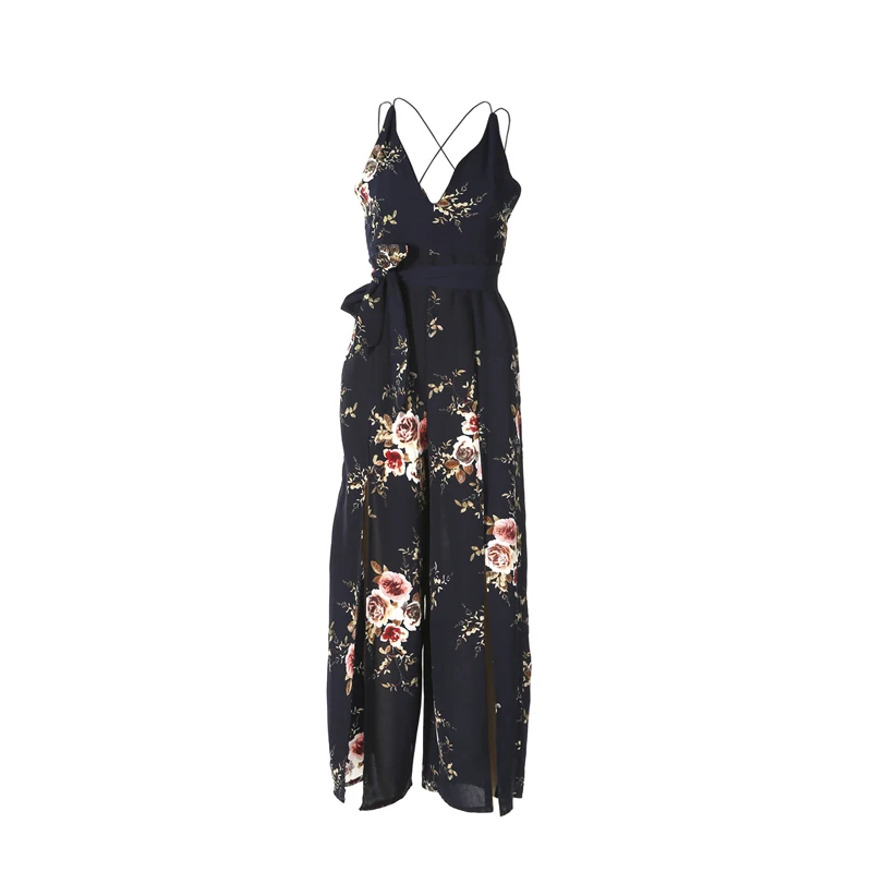 Прелестные Модные Туфли летние Для женщин Дамы Цветочный принт комбинезоны 2
