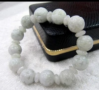 free shipping 00859 best jewelry chinese 100 natural jadeite carved beads bracelet