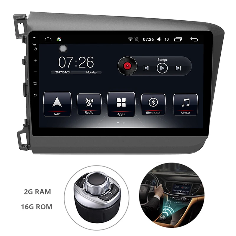 Android 7 1 Din Автомобильный мультимедийный dvd плеер для Honda Civic 2012 2015 GPS навигационная