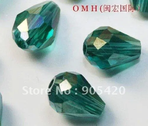 OMH оптовая продажа 50 шт 8x6 мм 10x14 малахитовые зеленые стеклянные хрустальные капли