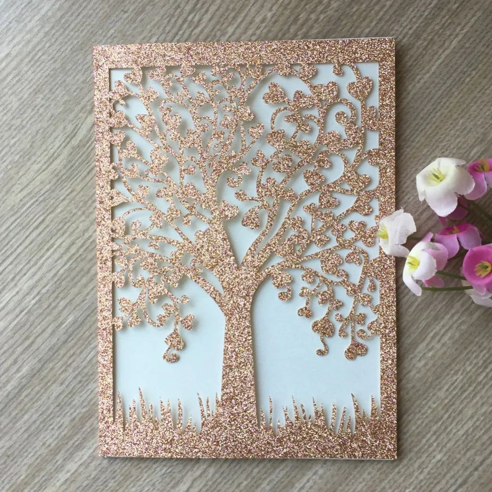 100 шт./лот лазерная резка образец Сердце Дерево блестящая бумага свадебные