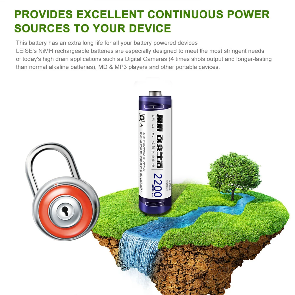 Leise 2200mah AA Аккумуляторная Батарея NIMH 2A 14500 1,2 v батареи с чехол батареи для дистанционного управления игрушки Микрофон