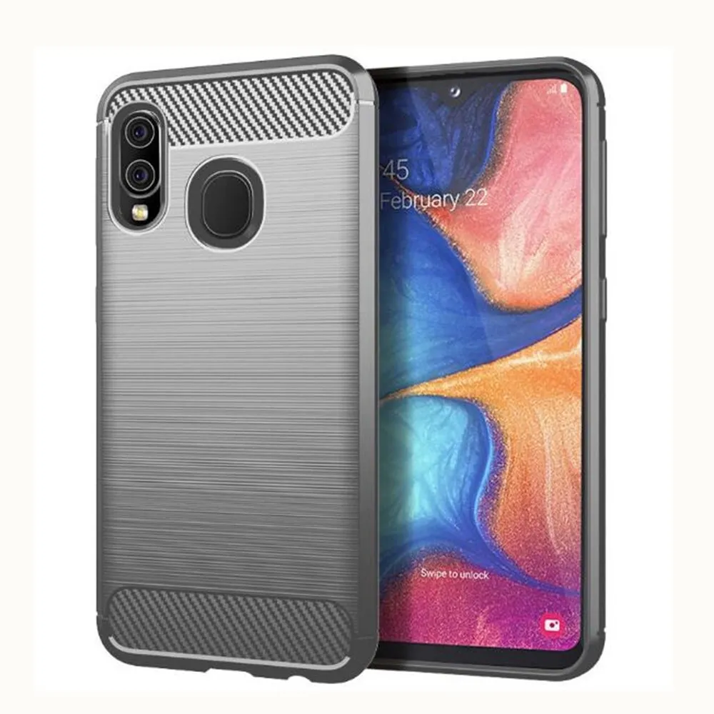 Чехол из углеродного волокна для Samsung Galaxy A20e резиновый силиконовый чехол