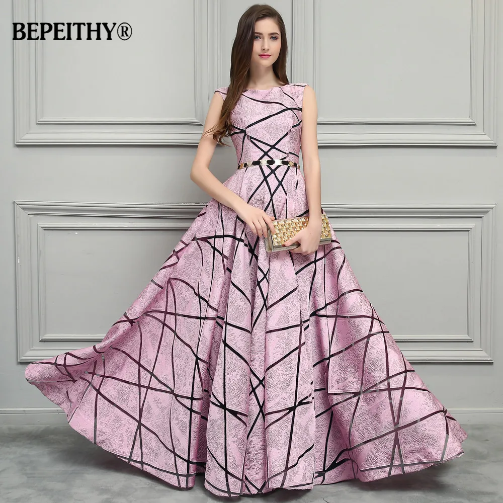 Женское винтажное вечернее платье BEPEITHY розовое длинное в простом стиле с поясом