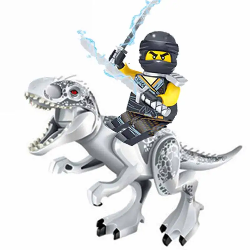 Динозавры из Юрского периода Ninjago, кубики, строительные блоки-головоломки, оригинальные игрушки динозавров для детей, подарки - Цвет: white