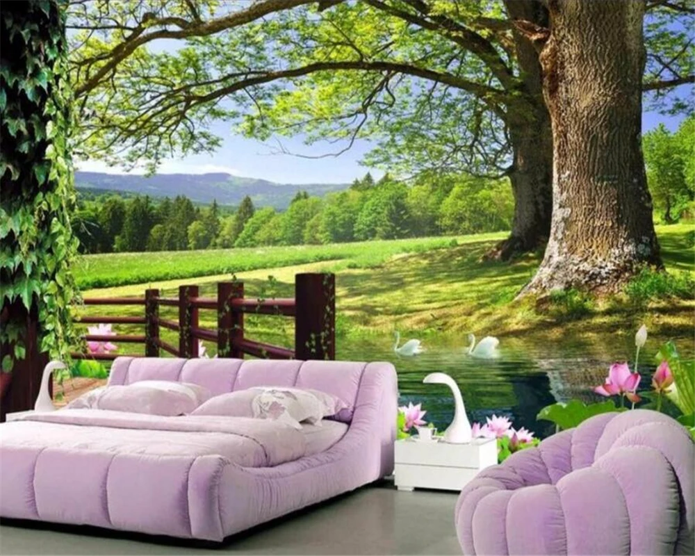 Трехмерные фотообои wellyu на заказ обои с рисунком деревьев пейзажа фоновая бумага