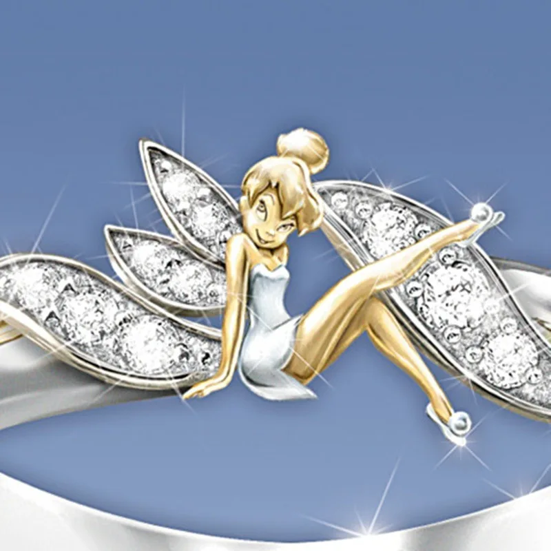 Новое модное кольцо Elf Angel с микро цирконием золотого цвета кольца для женщин