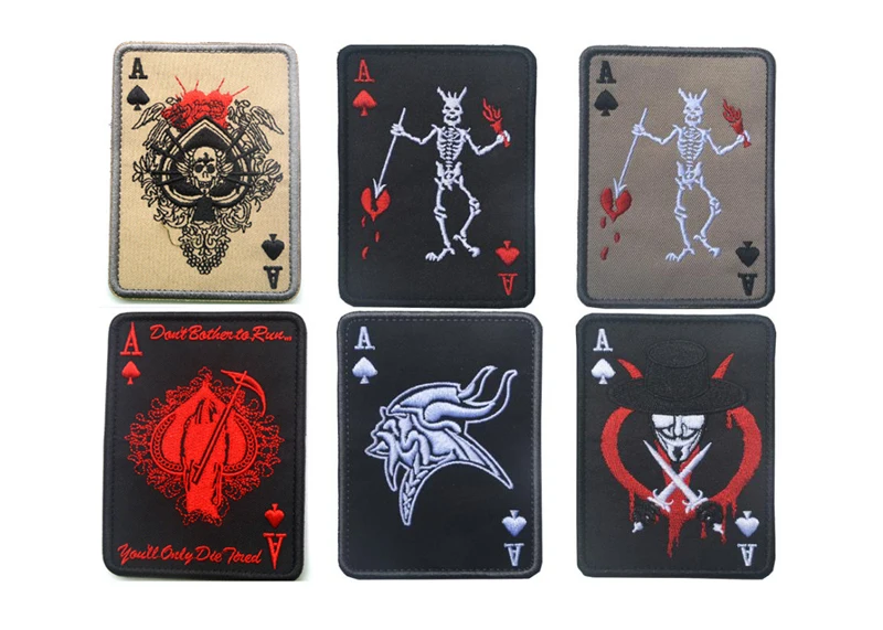 Ace of Spades Death нашивки в виде карт MC крючок для вышивания and loop grim reapter Patches Байкерский
