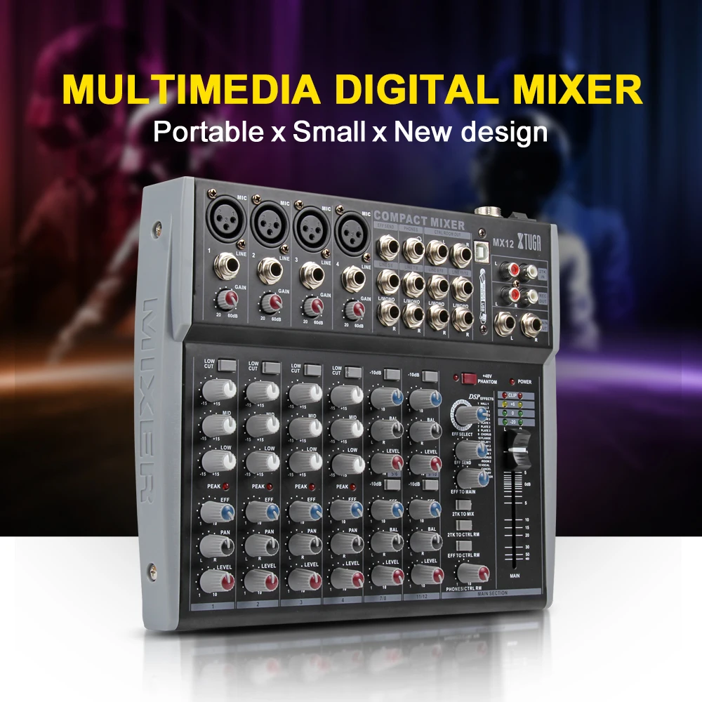 XTUGA MX12 каналы 3 полосный EQ аудио музыкальный микшер микшерная консоль с USB XLR