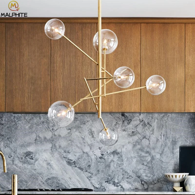 Nordic Magic beans pendant lights modern living room geometry lamps study glass ball Decoration LED lighting fixtures | Лампы и