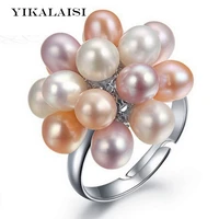 yikalaisi brand 2017 hot fashion real pearl jewelry water drop natural freshwater pearl flower wedding pearl ring for women gift