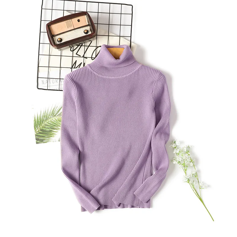 

Turtleneck Women Sweater Winter Warm Female Jumper Thick Christmas Sweaters Ribbed Knitted Pullover Top Pull Hiver Femme