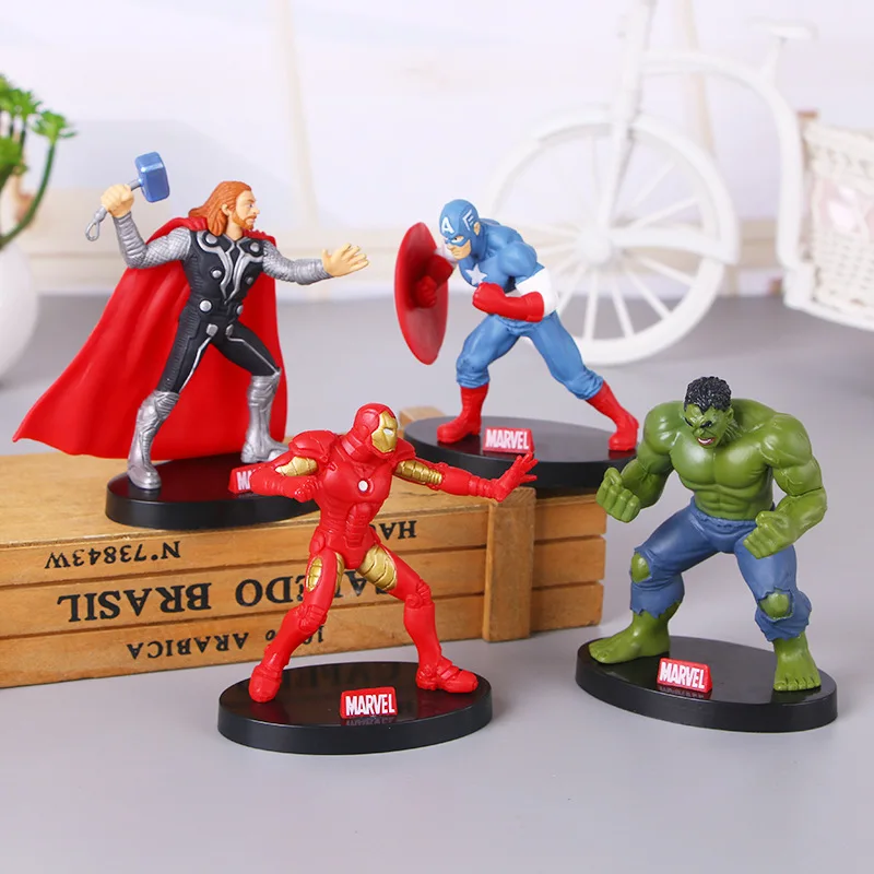 4 шт./компл. Marvel Moive фигурки Аниме игрушечные Железный человек Халк Капитан