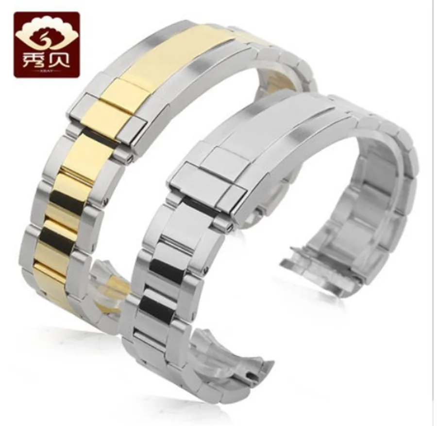 Браслет для часов из нержавеющей стали 316L 2 тона/Серебристый браслет с логотипом