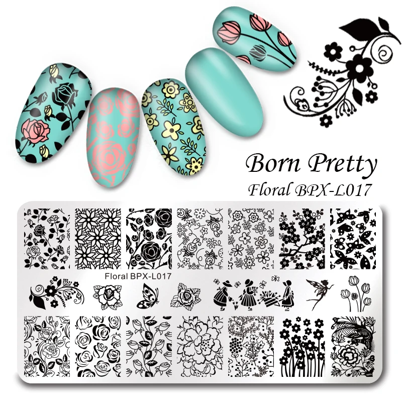 BORN PRETTY штамповка для ногтей шаблон бабочка цветок серии Сделай Сам изображение