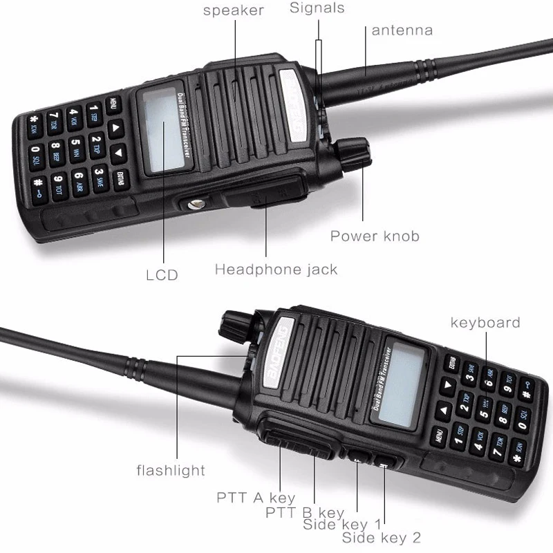 Baofeng UV 82 8 Вт портативный двухканальные рации 10 км vhf/uhf 136 174 и 400 520 МГц Любительское