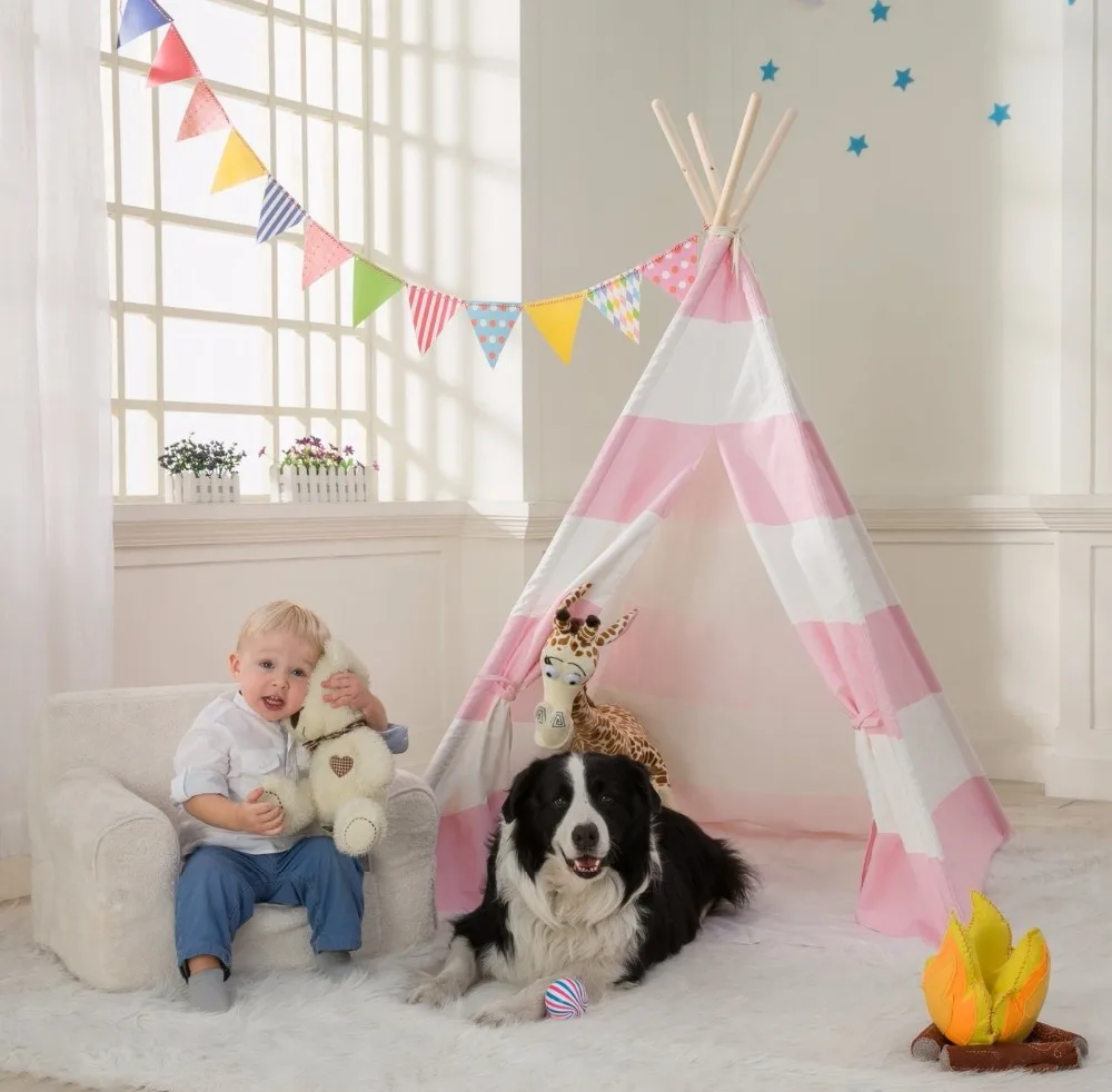 Далось мечта индийские дети вигвама палатка розовый в полоску Малыш Крытый