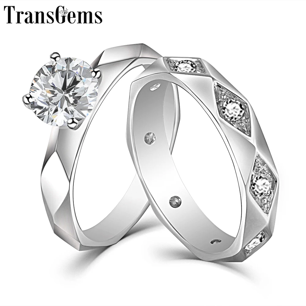 Кольцо-купон для влюбленных из белого золота 14 к 1 карат 6 5 мм F цвет Moissanite дамское