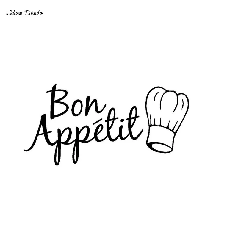 Новые горячие 1 шт. 60*28 см окрашенные наклейки на стену с цитатой Bon Appetit виниловые украшения для столовой кухонные переводные наклейки искусство Город жизнь стиль