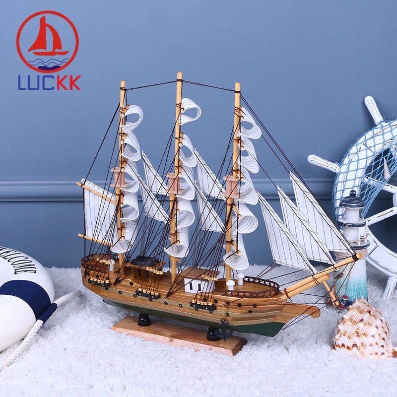 LUCKK 50 см черная Зеленая кнопка деревянная модель корабль домашний офис