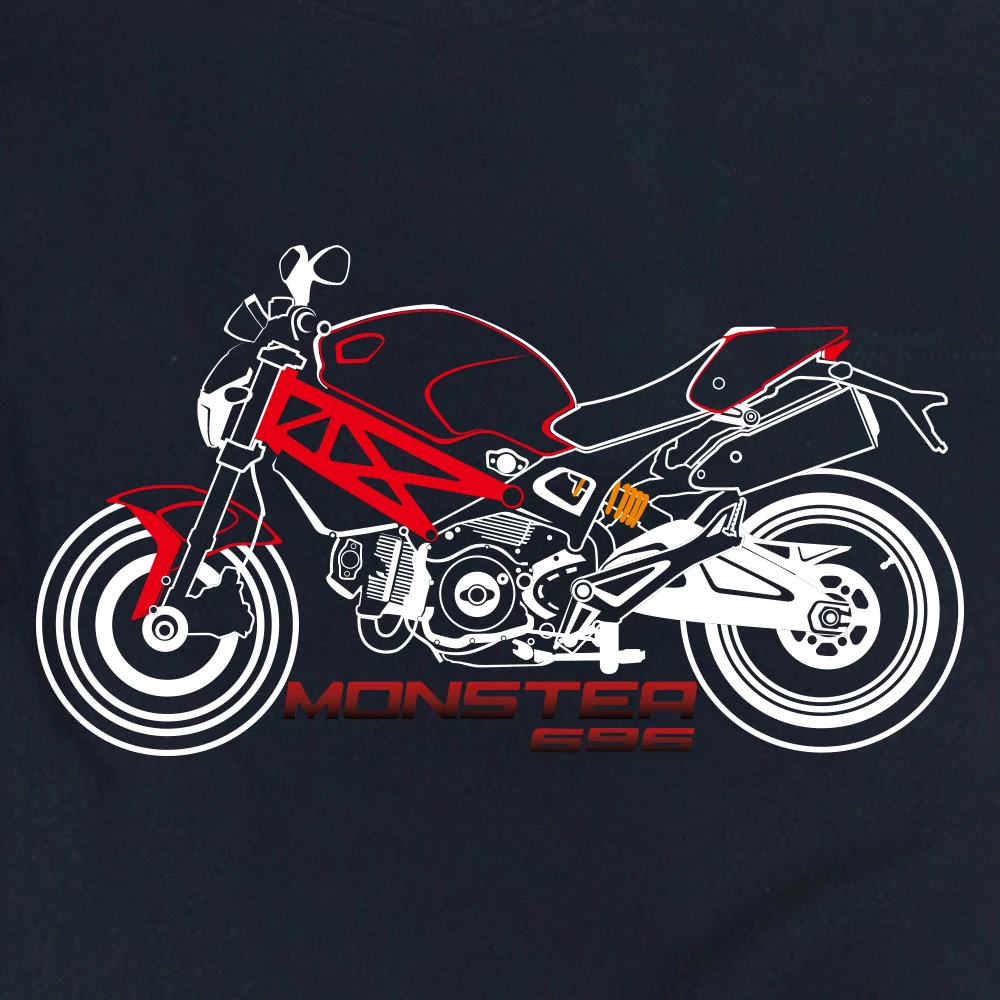 KODASKIN мотоциклетный стиль хлопок для DUCATI Monster 696 Повседневная футболка с коротким рукавом и круглым вырезом