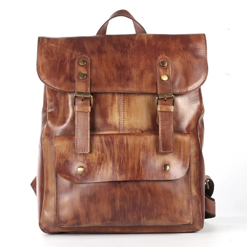 Genuine Leather Men Backpack Mochila Jovenes Cowhide Laptop Backpack Casual Travel Shoulder Bag Male Back Pack