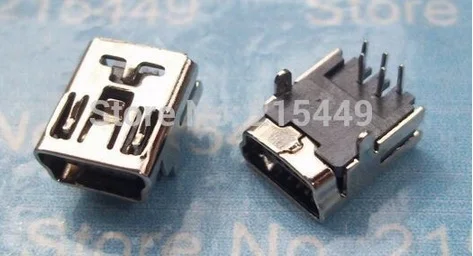 Мини USB 5Pin гнездовой разъем типа B 90 градусов два фута dip для ремонта мобильного