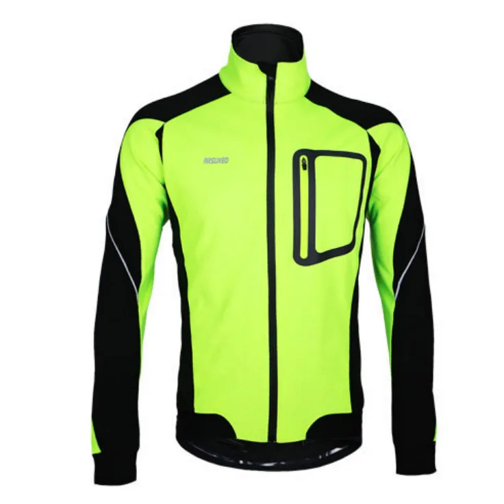 Fluorescent green Велоспорт Джерси с длинным рукавом термальная Мужская спортивная одежда дышащая Светоотражающая зимняя одежда горный велосипед Водонепроницаемый Джерси - Цвет: Fluorescent green