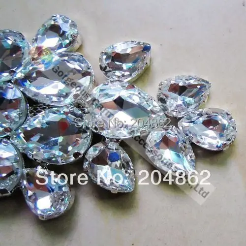 1 X потрясающий прозрачный стекло стразы Хрустальный пояс аппликация серебряное