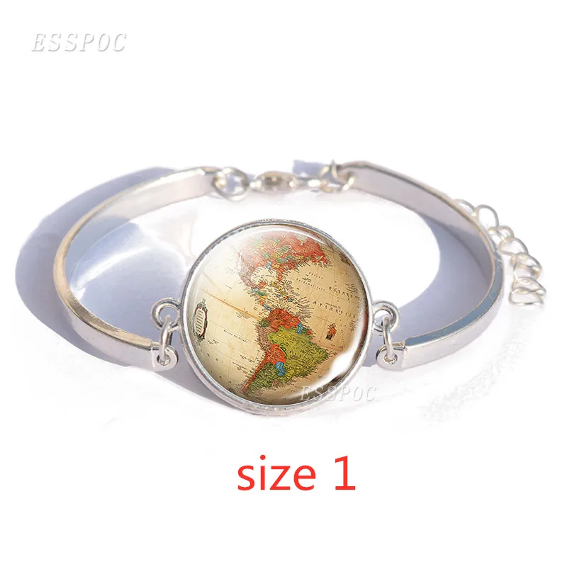 Винтажный браслет с круглыми кнопками и картой мира шармами Северной