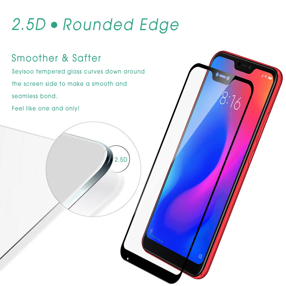 

100% Original Seyisoo Black Full Cover Screen Protector Tempered Glass For Xiaomi Mi A2 Lite Xiomi MiA2 Lite Protective Film