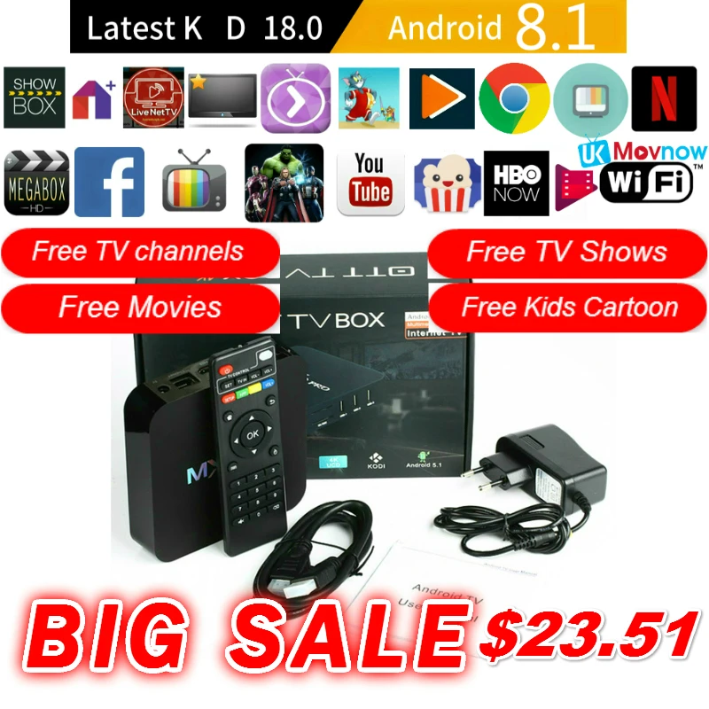 ТВ бокс MX Pro 4 K Android tv BOX 8 1 OS последний KD 18 0 ГБ RK3229 2 ГГц wifi четырехъядерный смарт