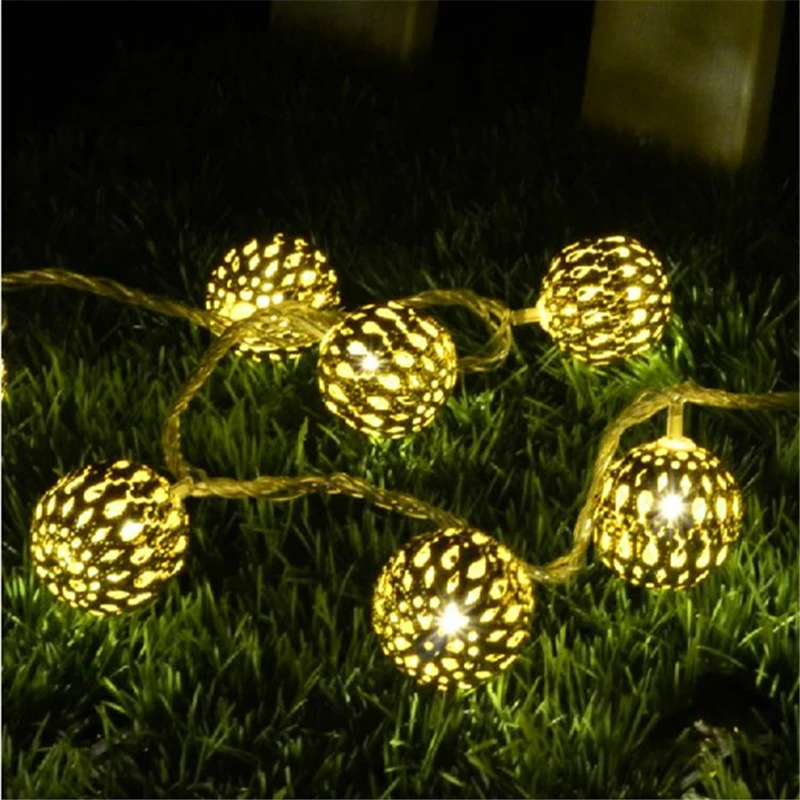 10 м строка светильник в дырочку Железный золотой шар штепсельная вилка