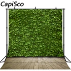 Фон для фотосъемки с изображением зеленых листьев стены деревянного пола весеннего сада