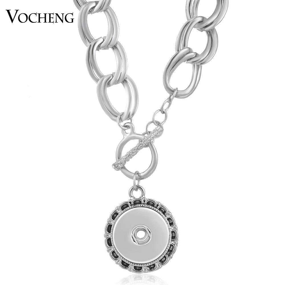 

10pcs/lot Wholesale Vocheng Snap Button Dangle Front Chain Pendant Necklace 18mm Round Charms Jewelry NN-500*10 Free Shipping