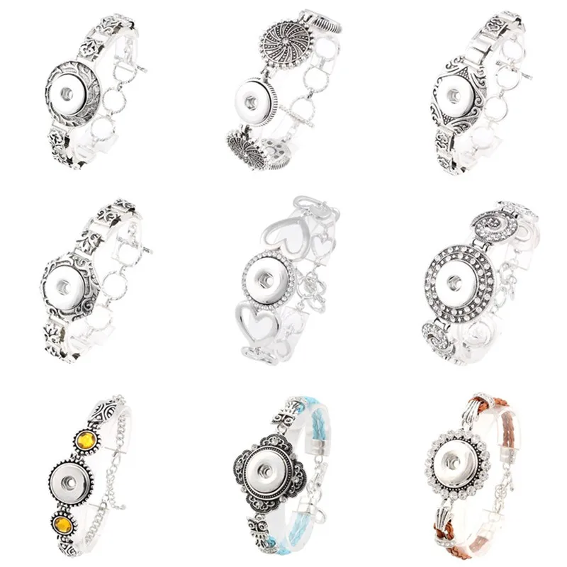 

Новинка, модный металлический браслет с защелкой в 10 стилях, браслеты с защелкой 18 мм, самодельные ювелирные изделия Suttons для женщин и мужчин...