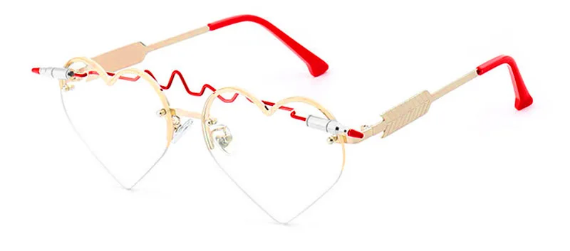 Golden Clear SHAUNA, уникальные солнцезащитные очки в форме сердца, женские модные розовые очки без оправы - Цвет линз: Golden Clear