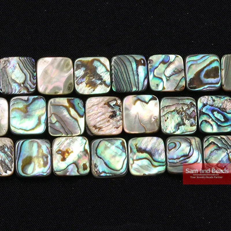 High Quality Square Abalone Shell Beads for Jewelry Making Strand 7.5